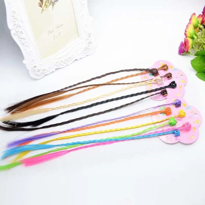 5pcs/card Coloorful Wig Hair Clip Women Girls Pigtail Hair Claw Street Performance Hair Styling Headdress Hair Accessories