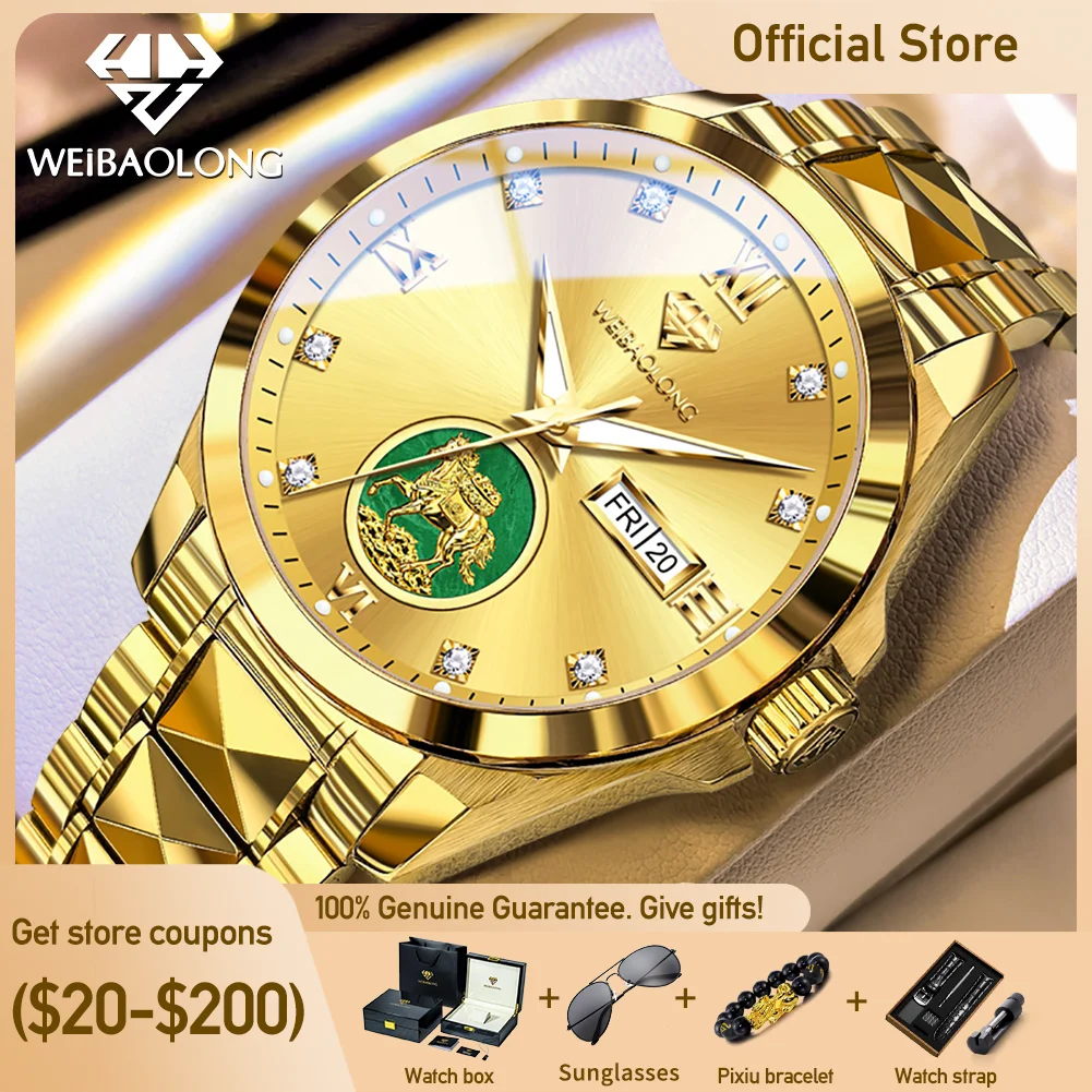 WEiBAOLONG 3816 Zodiac Mechanische Uhr mit importiertem Uhrwerk für Herren, Nachtleuchtfunktion, 50m wasserdicht, Edelstahl-Uhr
