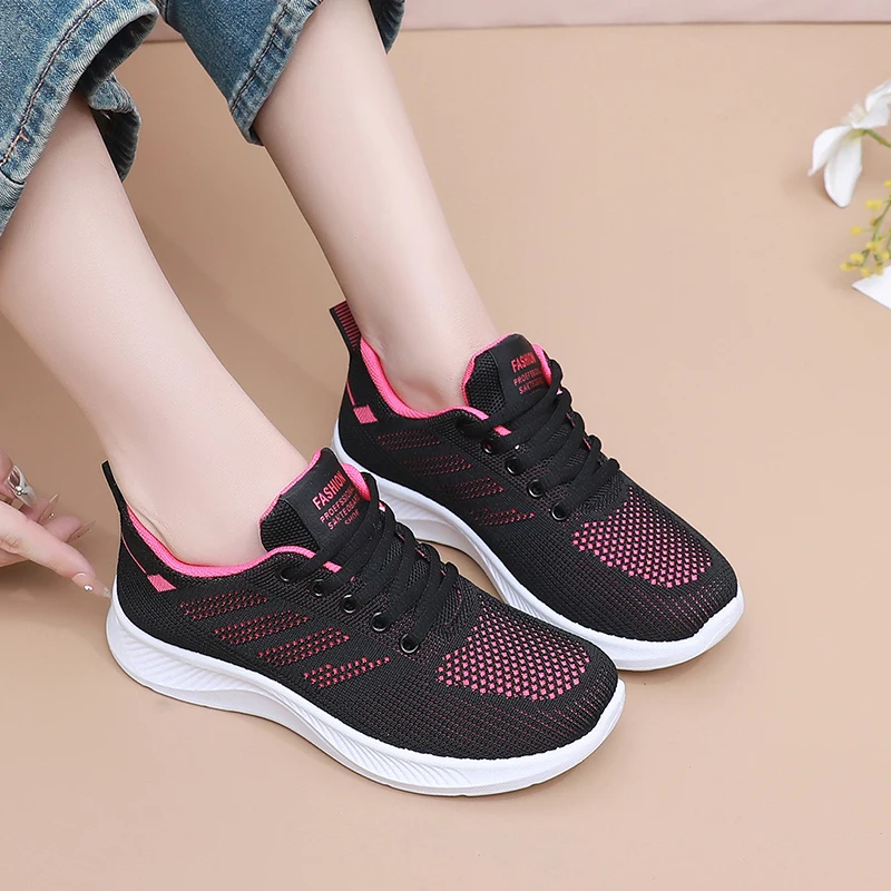 Atmungsaktive Sportschuhe aus Mesh für Damen, leichte und bequeme Sportschuhe mit weicher Sohle, Damen-Schnürschuhe für Freizeitaktivitäten und zum Laufen. – Detail 23