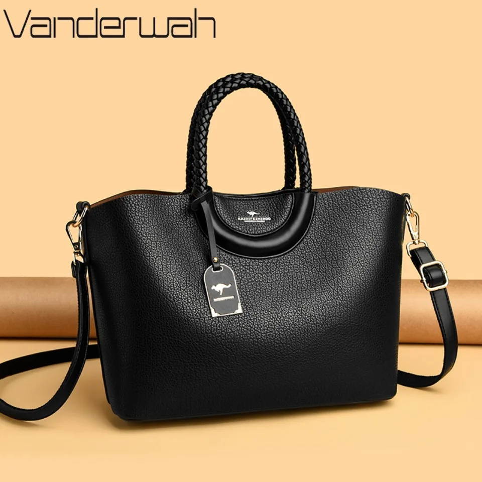 

Genuine Brand Luxury Solid Color Soft PU with Accessories Large Capacity Braided Tote Bag Shoulder Crossbody Ag Handbag for Wome