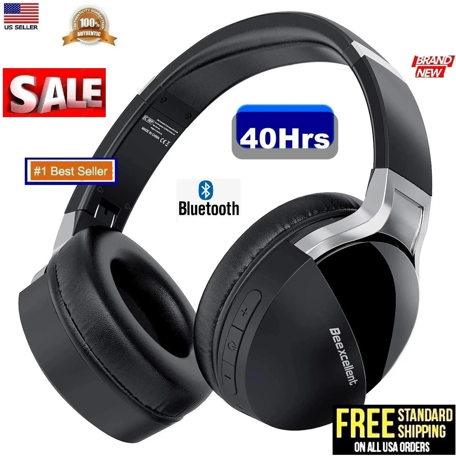 

Накладные наушники Bluetooth с шумоподавлением, 40-часовое воспроизведение, беспроводное устройство Q7