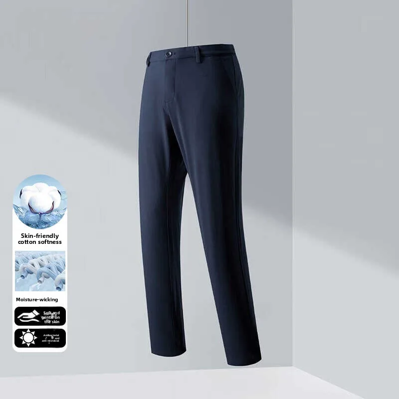 

Comfortable Casual Pants for Men Skin-friendly Not Tight Business Casual Style mid Waist Straight Leg Long Pants Autumn Wear