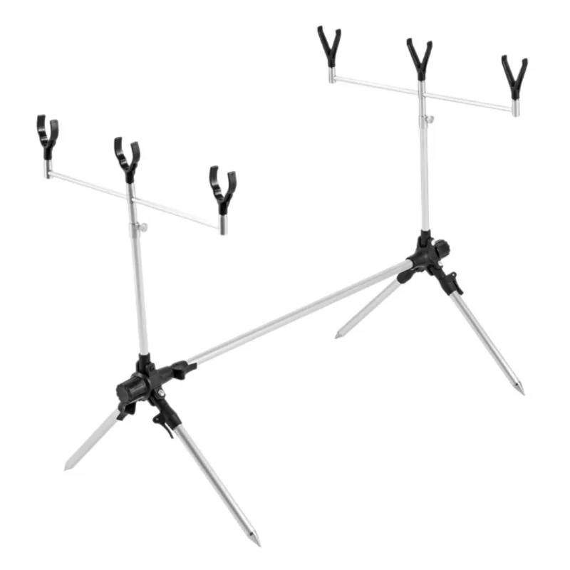 Angelrutenständer für 3 Ruten, verstellbares Aluminium-Dreibein für Karpfenangeln, Bankstick-Halterung, Outdoor-Angelzubehör