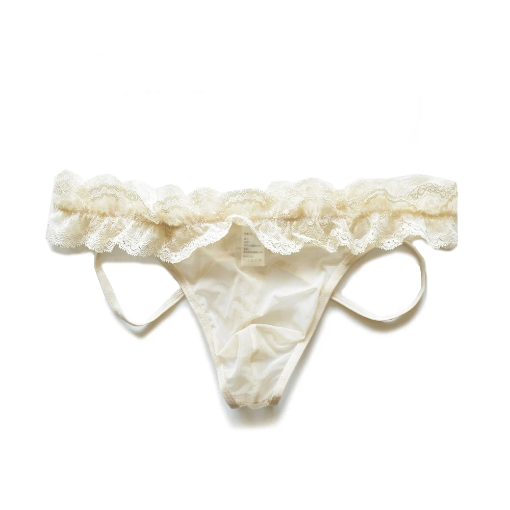 

Men's Sexy Lace Underwear Sissy Thong Men Low-rise Breathable Gay Men's Thong Transparent Hot Lingerie Mesh Suspenders Man