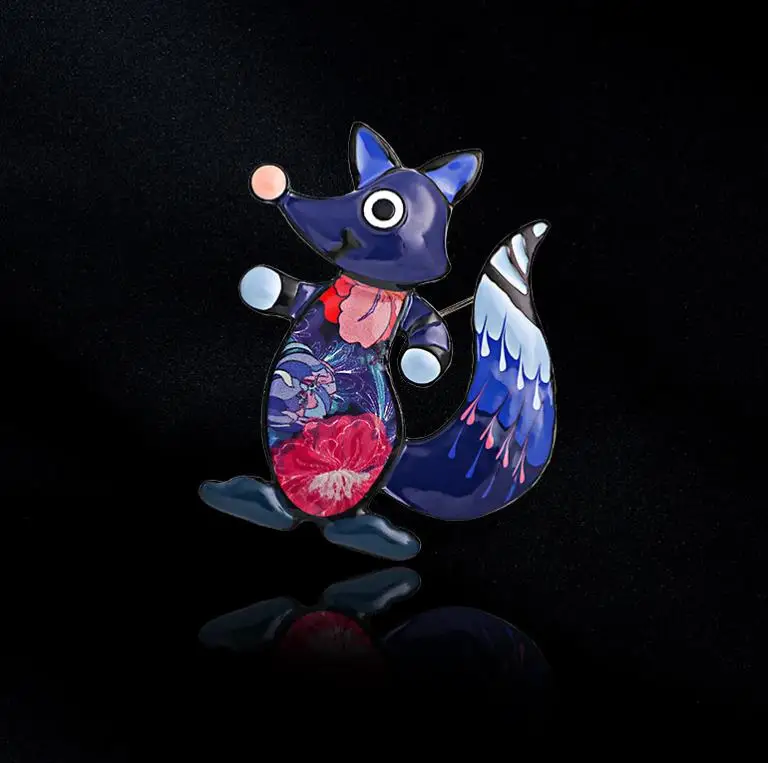 

Cross border drip oil cat and fish brooch, European and American brooch, cute chest flower animal