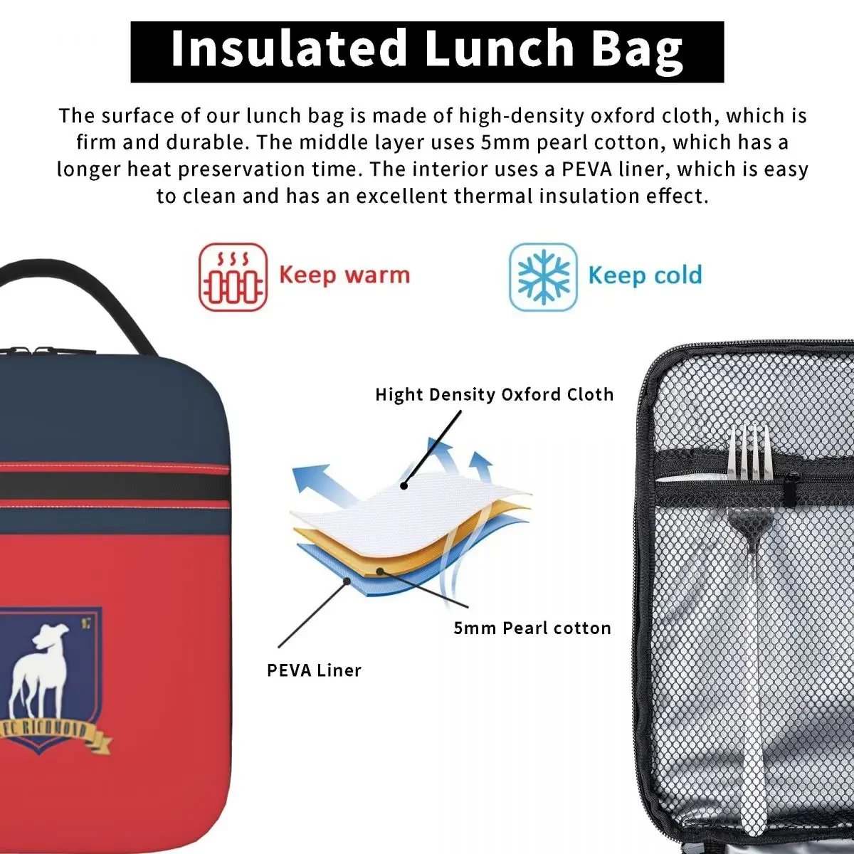 Ted Lasso Insulated Lunch Bags Cooler Bag ReusableLunch Container AFC Richmond Football Large Tote Lunch Box Bento Pouch Beach