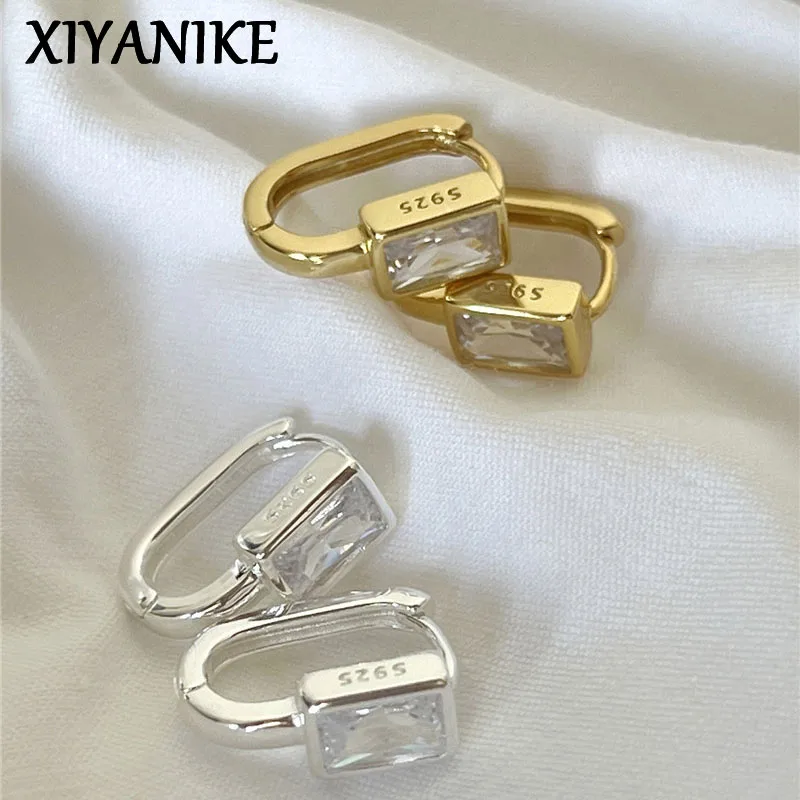 Minimalistyczne geometryczne kolczyki z białym cyrkonem XIYANIKE dla kobiet i dziewcząt, koreańska moda, nowa biżuteria, prezent dla pań, kolczyki na imprezę.