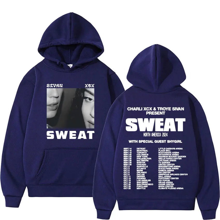 Troye and Charli XCX Sweat 2024 Mirada Tour Hoodie Mens Women 90s Retro Hip Hop Punk Pop Music Autumn/Winter Sweatshirt Pullover