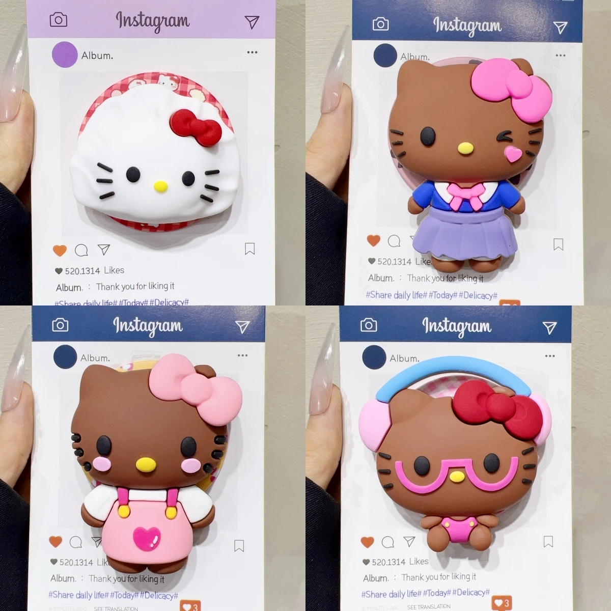 

Sanrio Hello Kitty Cute Cartoon Magnetic Holder Grip Tok Griptok Phone Stand Holder Support For iPhone Samsung Magsafe Smart Tok