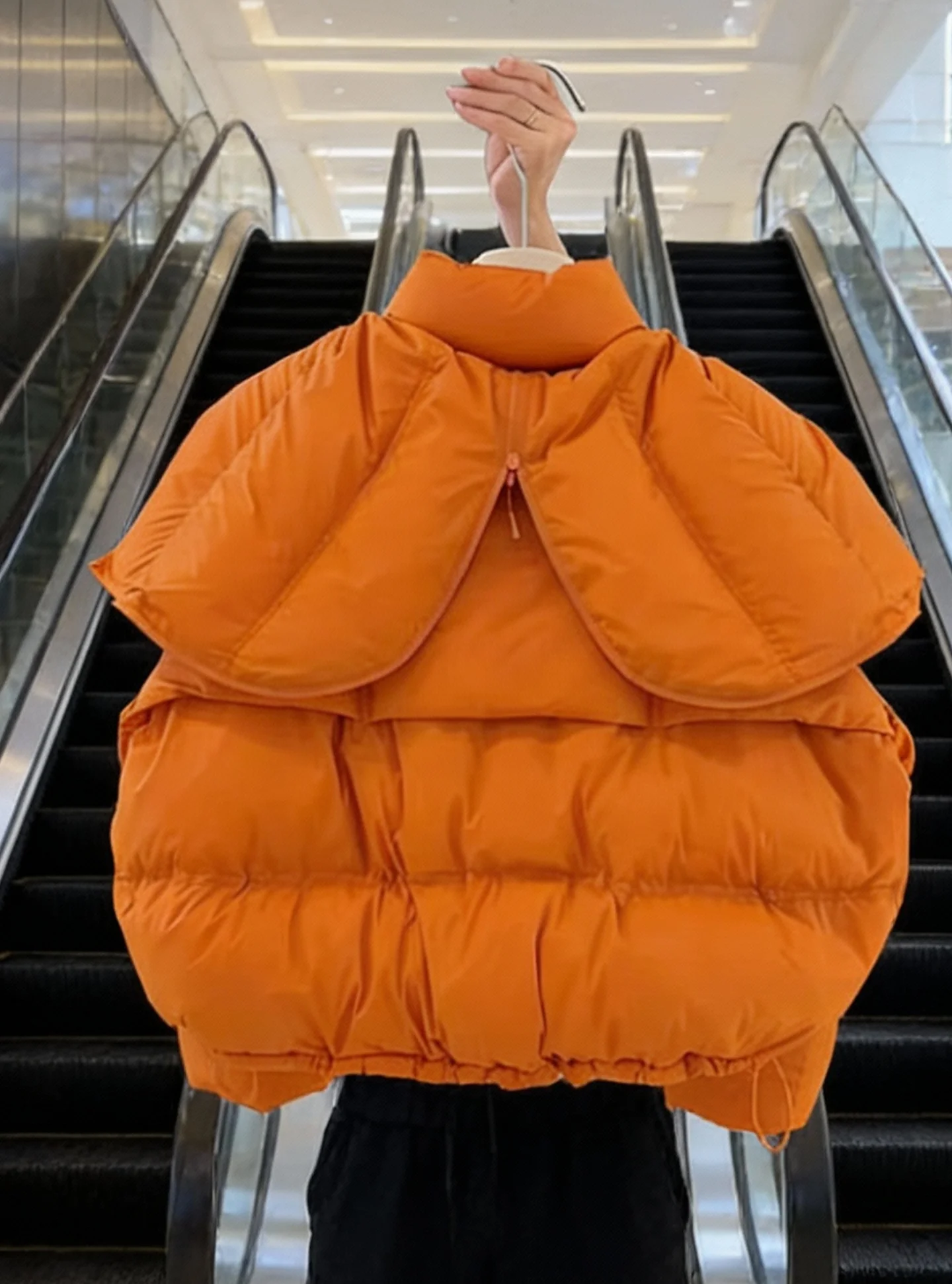 Puff Orange ort down Jaet Mujer Ele Sle Thiened Fibra de poliéster Blanco Du Down Filling Ci Abrigo de invierno informal