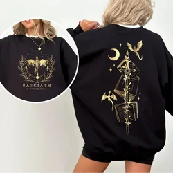 Sudadera con estampado de dragón de cuarta ala para mujer, suéter con eslogan de la Universidad de guerra Basgiath, espada sagrada, tomo, dragones Elemental, dúplex