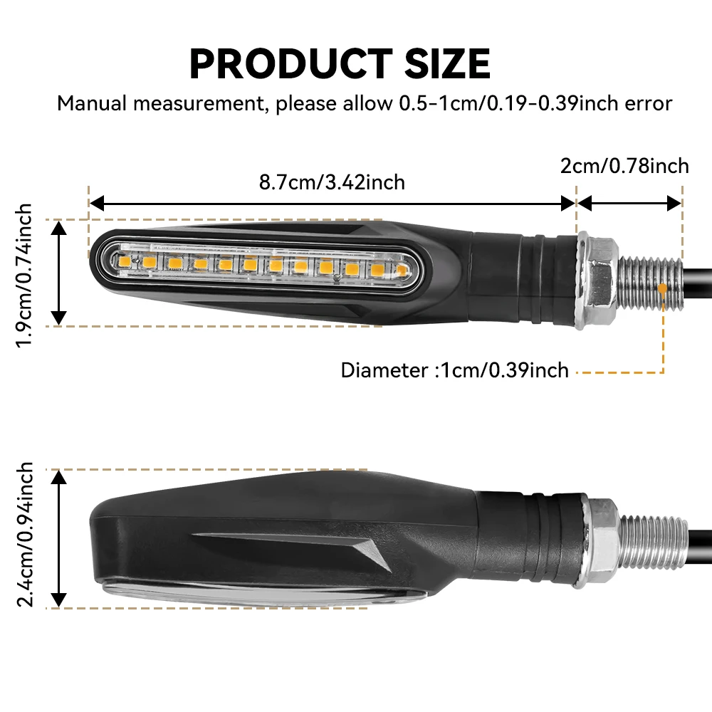2/4pcs Universal LED Motorcycle Turn Signal Light Blinker Rear Lights Lamp Accessorie Waterproof Amber Flasher Indicator image 2
