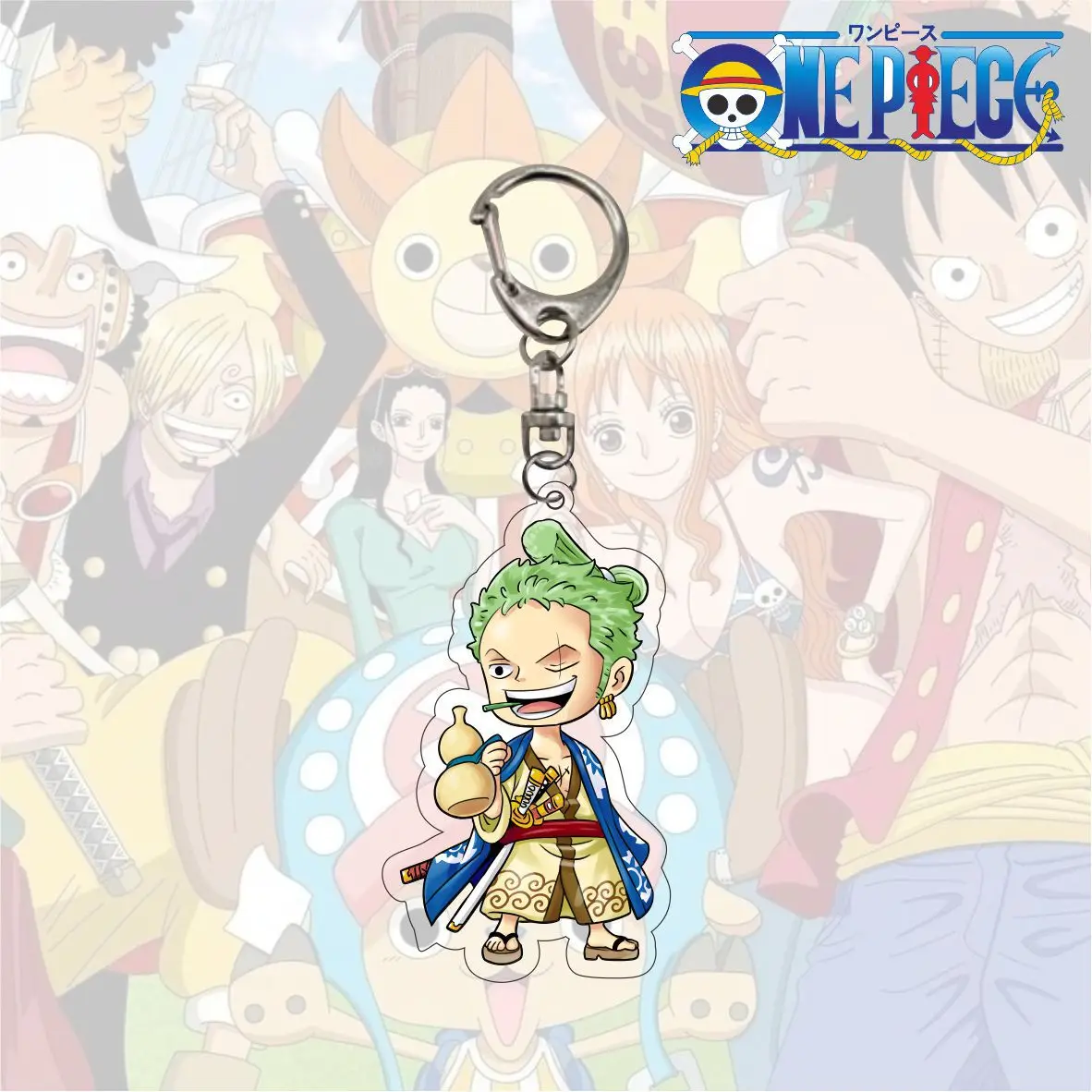 One Piece Anime Keychain Cartoon Figure Monkey D Luffy Roronoa Zoro Acrylic Badge Pendant Keyring Kawaii Jewelry Accessories