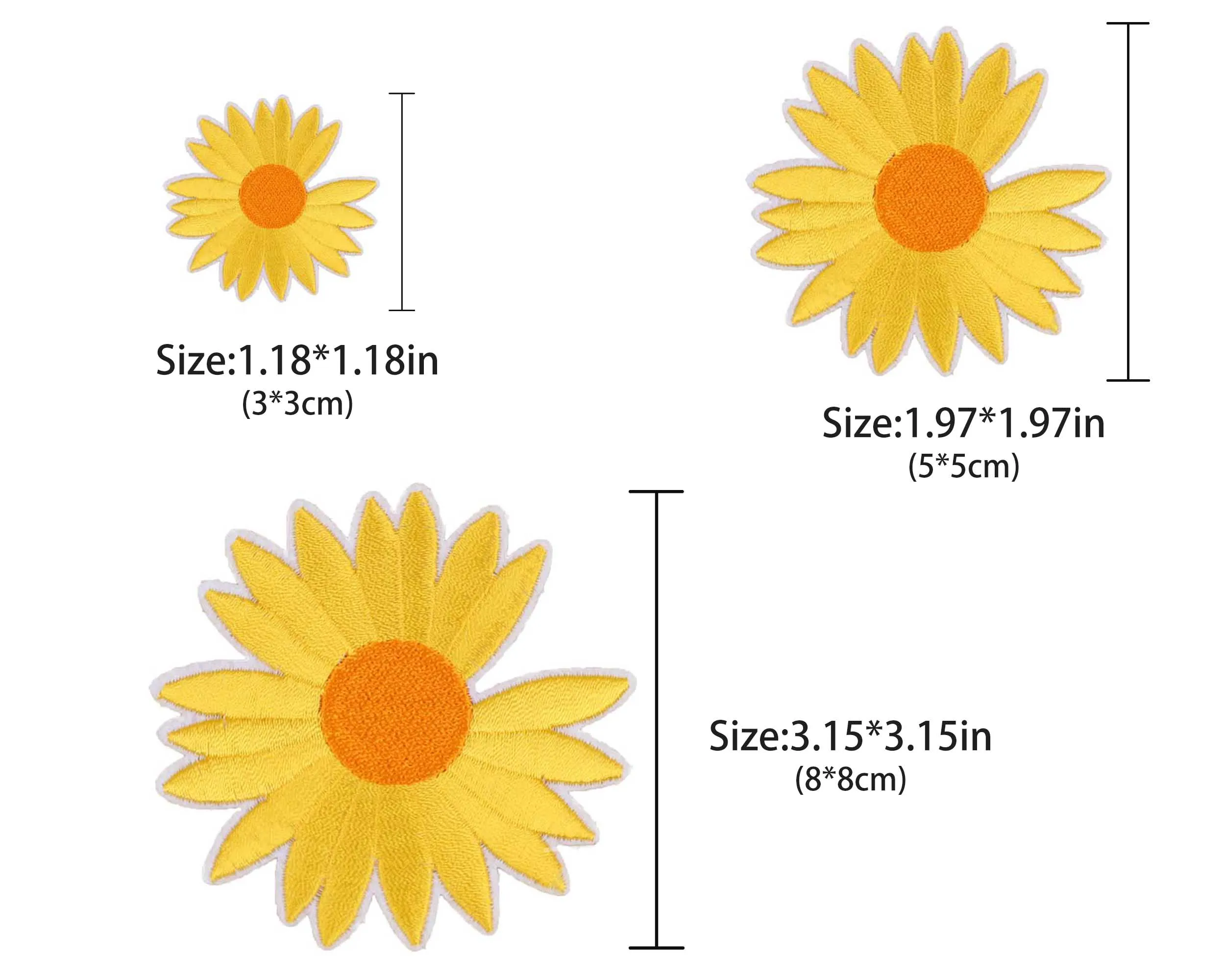 10Colors Embroidery 3Sizes Flower Patch 25/100PCS Self-Adhesive Applique For DIY Crafts Bag Cap Decor Badge