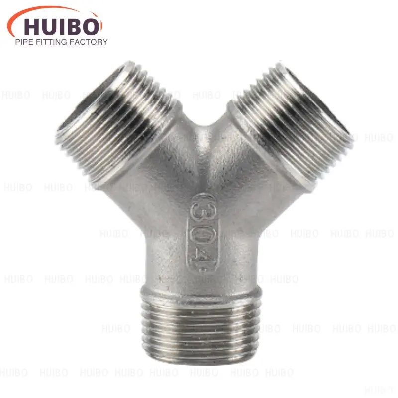 

1/4" 3/8" 1/2" 3/4" 1" 1-1/4" 1-1/2" 2" BSP Male Y Shape 3 Ways Connector Coupler Splitter 304 Stainless Steel Pipe Fitting