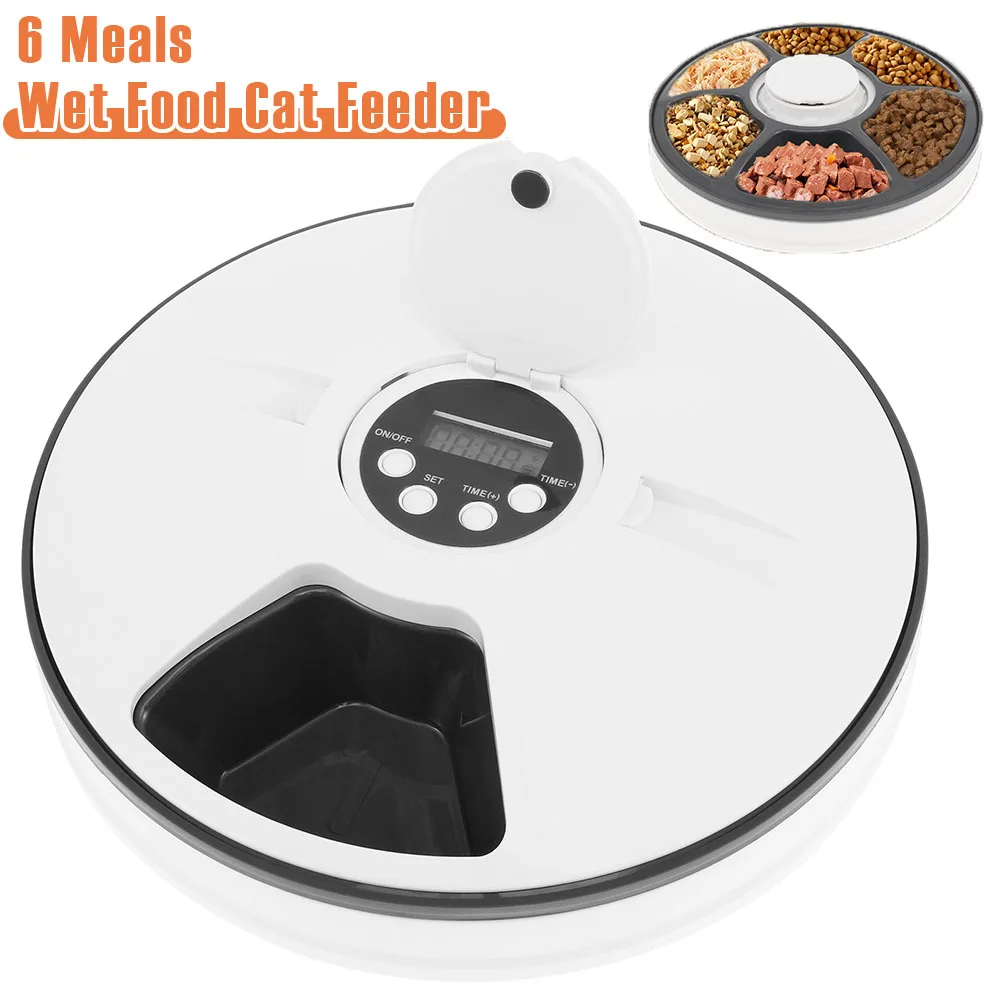 

Кормушка для кошек с 6 едой, мокрая корм, питание от аккумулятора, автоматическая кормушка для корма с таймером, товары для домашних животных, беспроводная кормушка для свежих кошек для собак