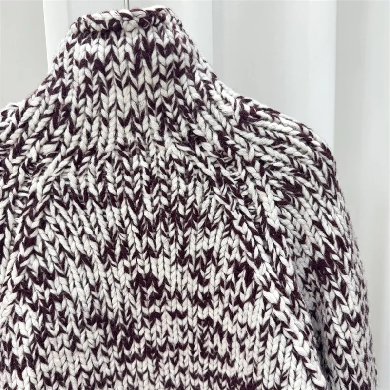 Cárdigan para mujer 2025 invierno nuevo de un solo pecho ajustado top de manga larga 100% suéter de lana para mujer y2k cuello alto para mujer