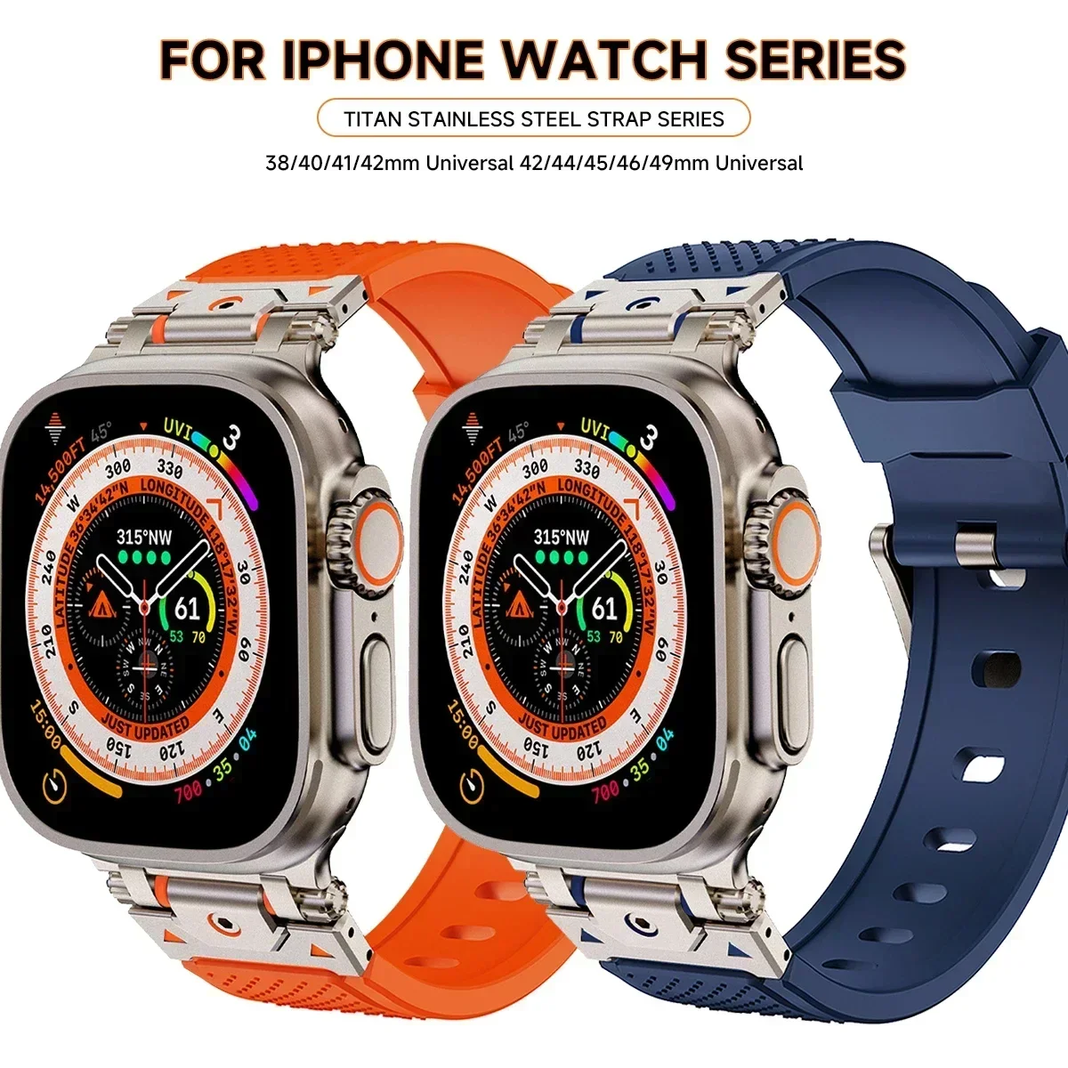 Silicone Band for Apple Watch Strap Ultra 2 49mm 46mm 45mm 44mm 42mm Sports Correas for apple IWatch Series 9 8 7 6 5 4 Bracelet