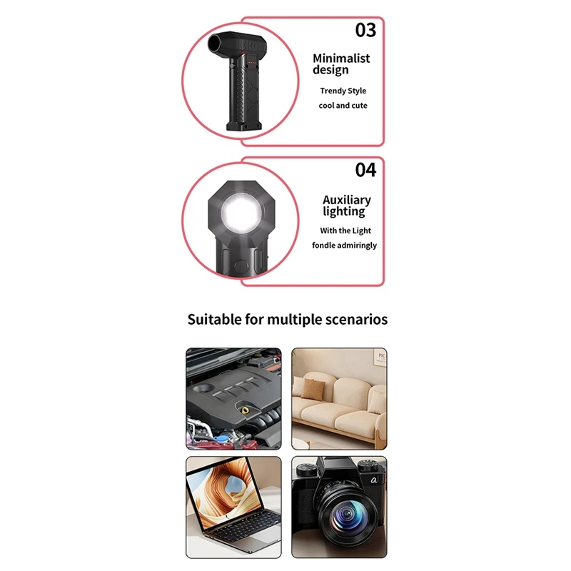 ABGR-新しい 52M/S 暴力ファン高速 150000   RPM ターボファン、高風量ブラシレス充電ハンドヘルド屋外車ファン