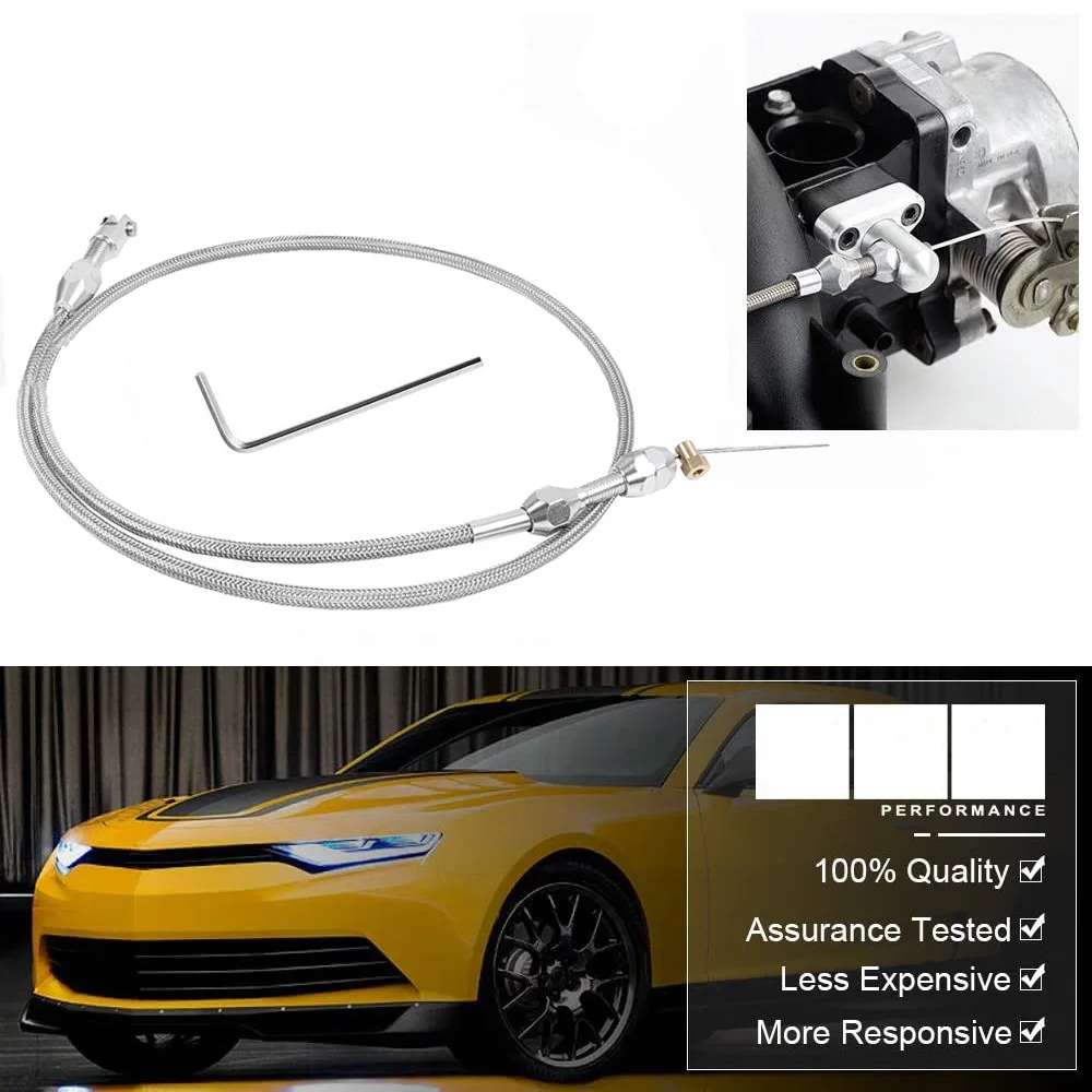 Automotive modified throttle cable 36-inch stainless steel braided for 97-07 Chevrolet LS series engines