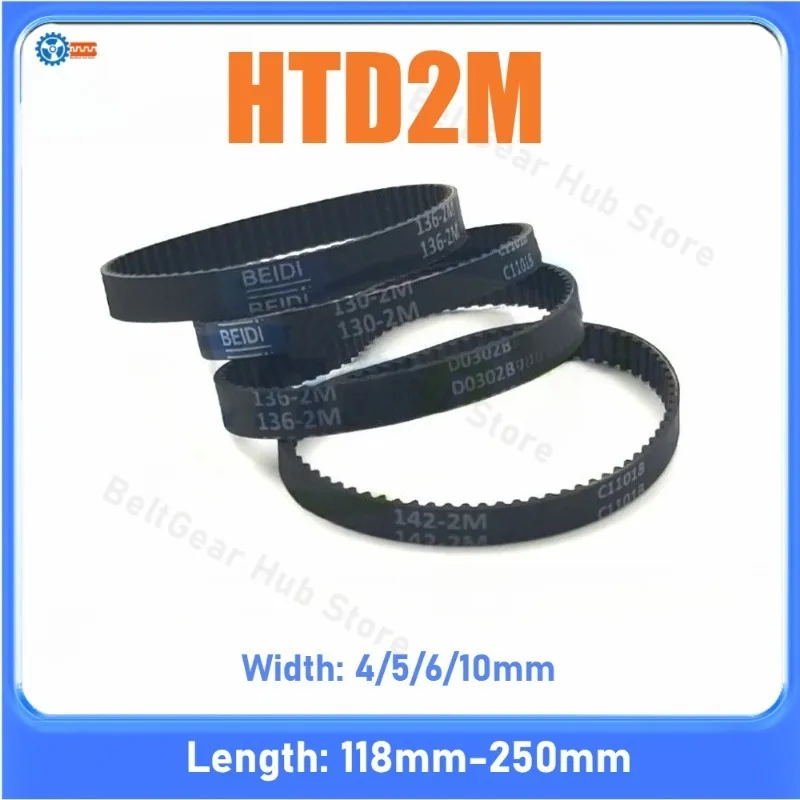 

HTD 2M Timing Belt Rubber Closed Loop Width 4/5/6/10mm Length 118-250mm 120 126 128 130 142 150 162 166 182 194 208 218 250mm 2M