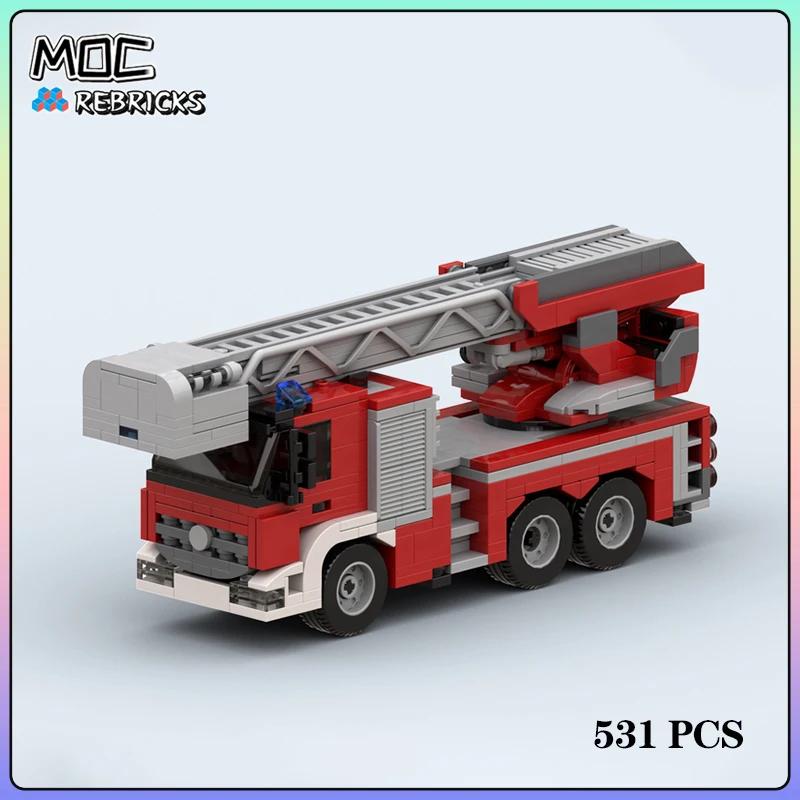 

City Series MOC Bricks Fire Ladder Truck 531pcs Building Block Model Kits DIY Assembling Display Toys Children Christmas Gift