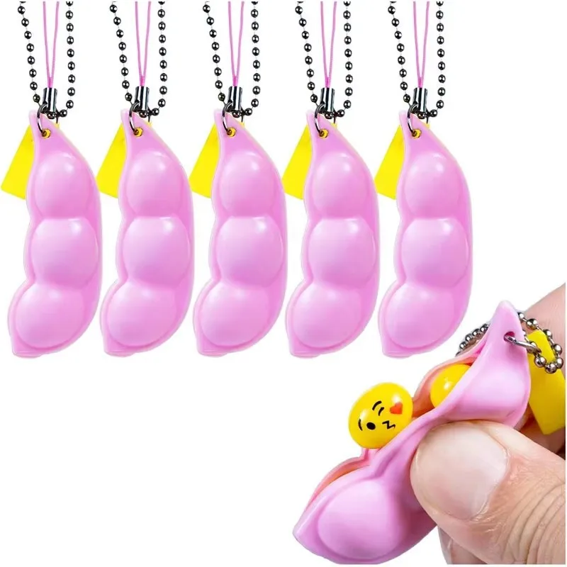 フィジェットおもちゃ減圧枝豆おもちゃフワフワスクイーズ豆キーホルダーかわいいストレス大人のおもちゃゴム女の子男の子クリスマスギフト