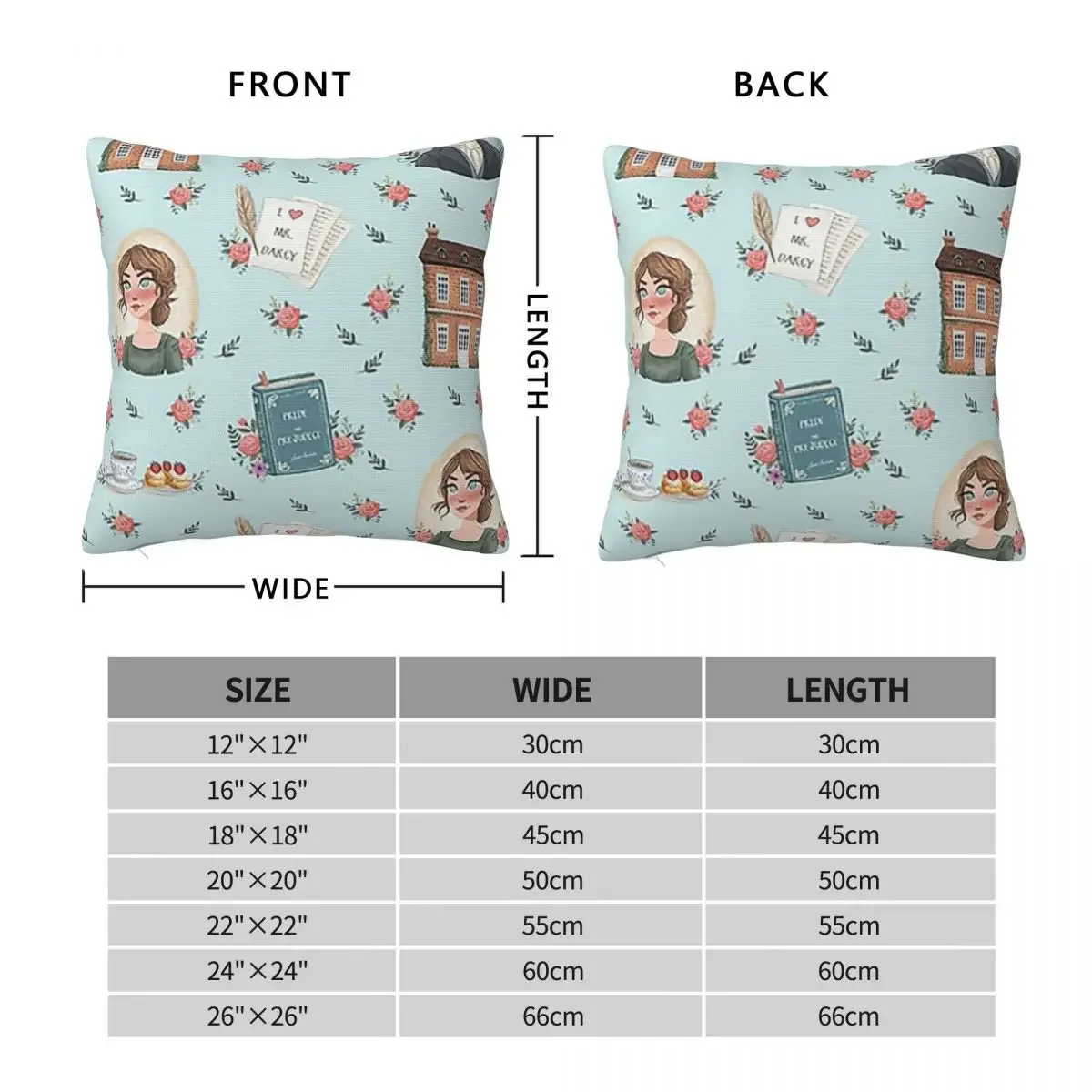 Pride And Prejudice - Jane Austen Inspiration Square Pillowcase Pillow Cover Cushion Comfort Throw Pillow for Home Living Room