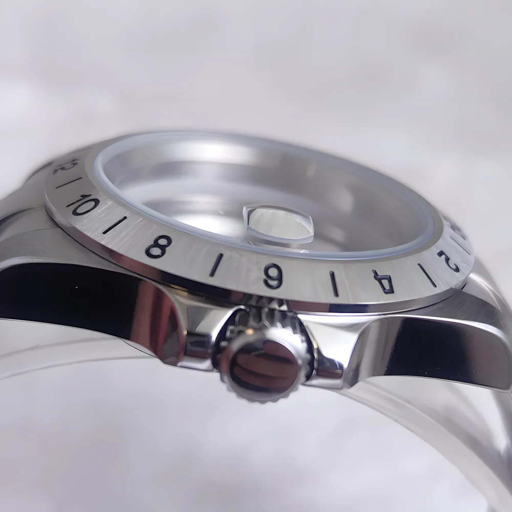 ساعة رجالية 39 ملم بحزام فولاذي، إطار ثابت، زجاج مكبر من الياقوت، مناسب لملحقات حركة NH34/ NH35/ NH36