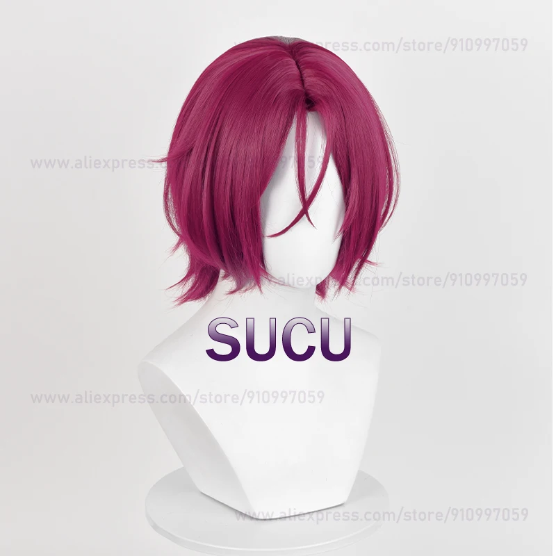 อะนิเมะฟรี! Rin Matsuoka วิกผมคอสเพลย์ชายสั้น33ซม. ทนความร้อนวิกปาร์ตี้ฮาโลวีน + ตาข่ายคลุมผมสำหรับใส่วิก