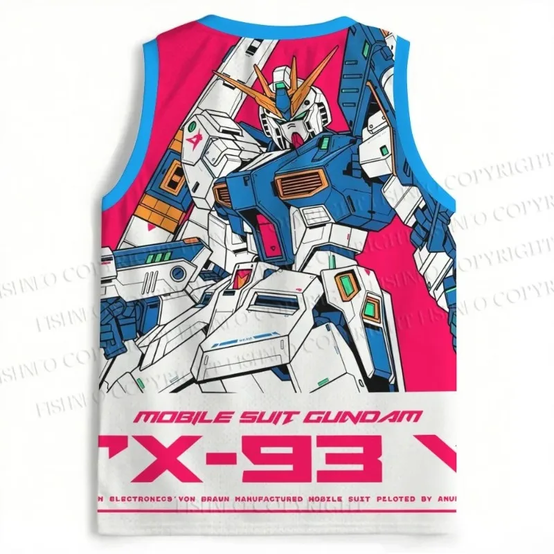 

Anime Gundam Basketball Tank Top Amuro Robot Graphic Sleeveless Mesh Jersey Kids Unisex Manga Print Street Workout Casual Vest