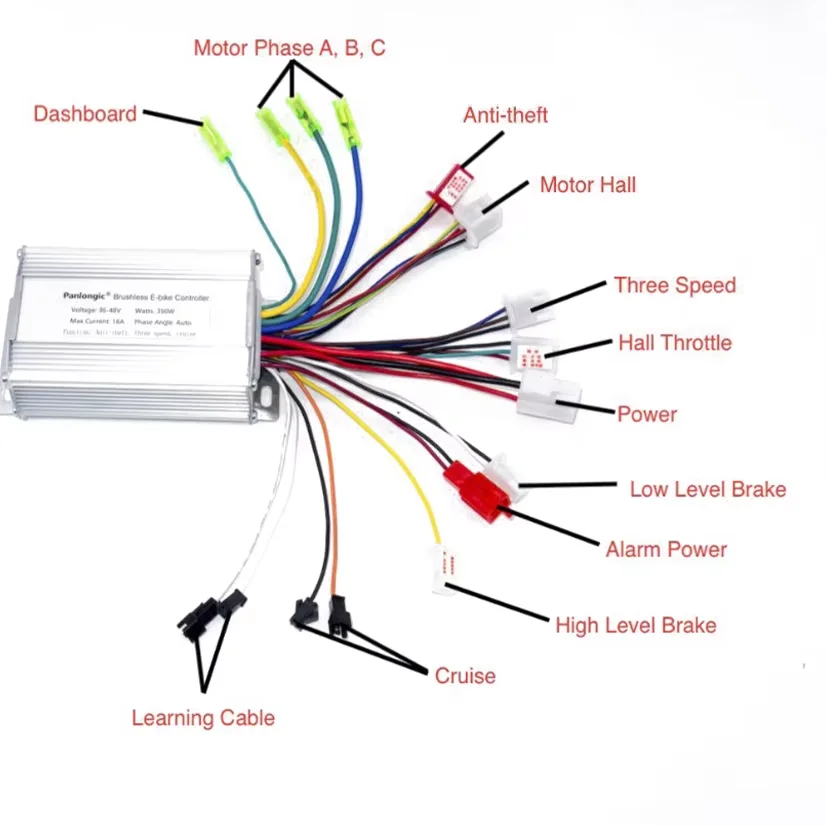 Electric Bicycle Accessories 36V/48V Electric Bike 350W Brushless DC Motor Controller For Electric Bicycle E-bike Scooter