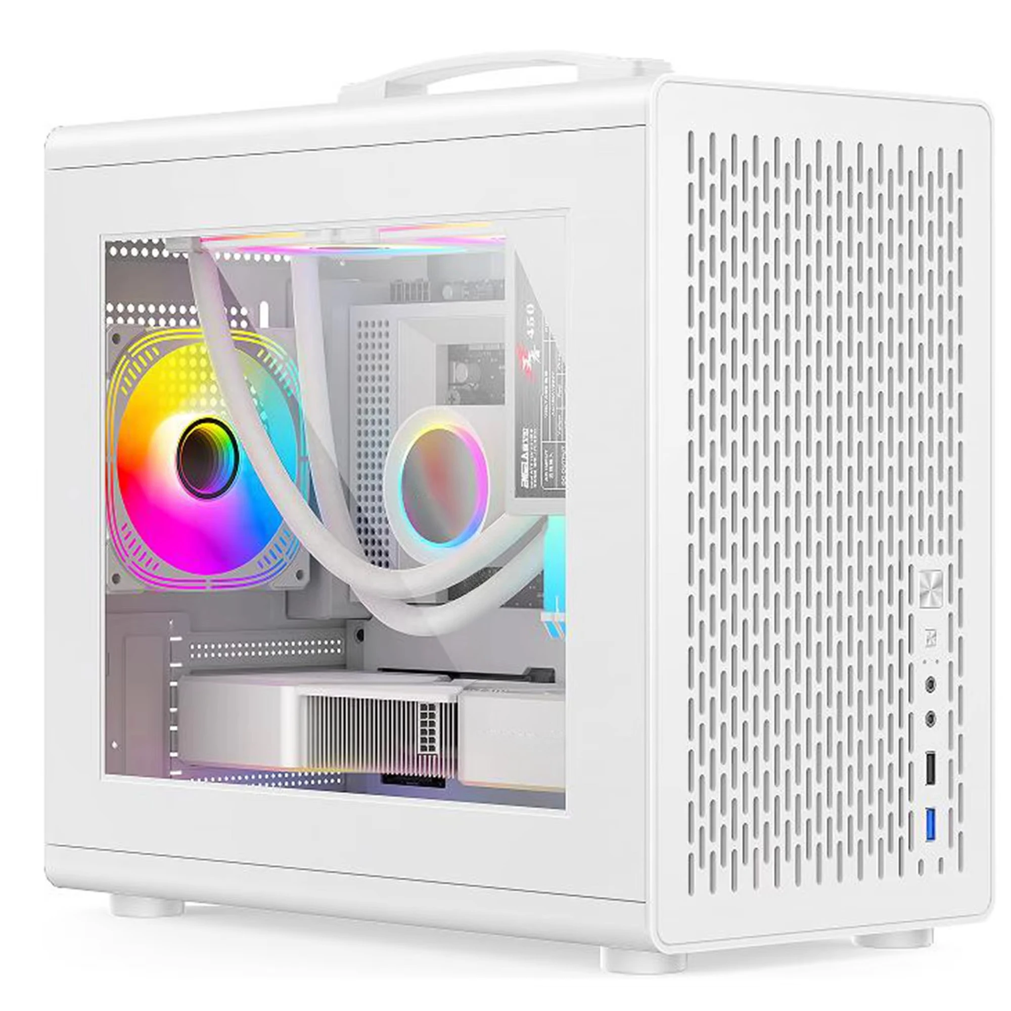 MATX Gaming Computer Case D200, Tempered Glass Side Panel Desktop Chassis with Front USB Interface For DIY Gaming PC