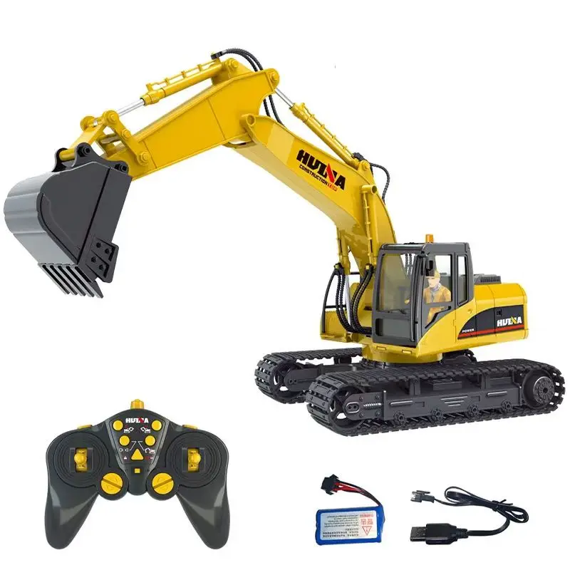 Huina 1535 Rc Alloy Excavator 1:14 Remote Control Vehicle 15Ch 2.4GHz Big Mini Truck Simulation Toys For Kid Gifts