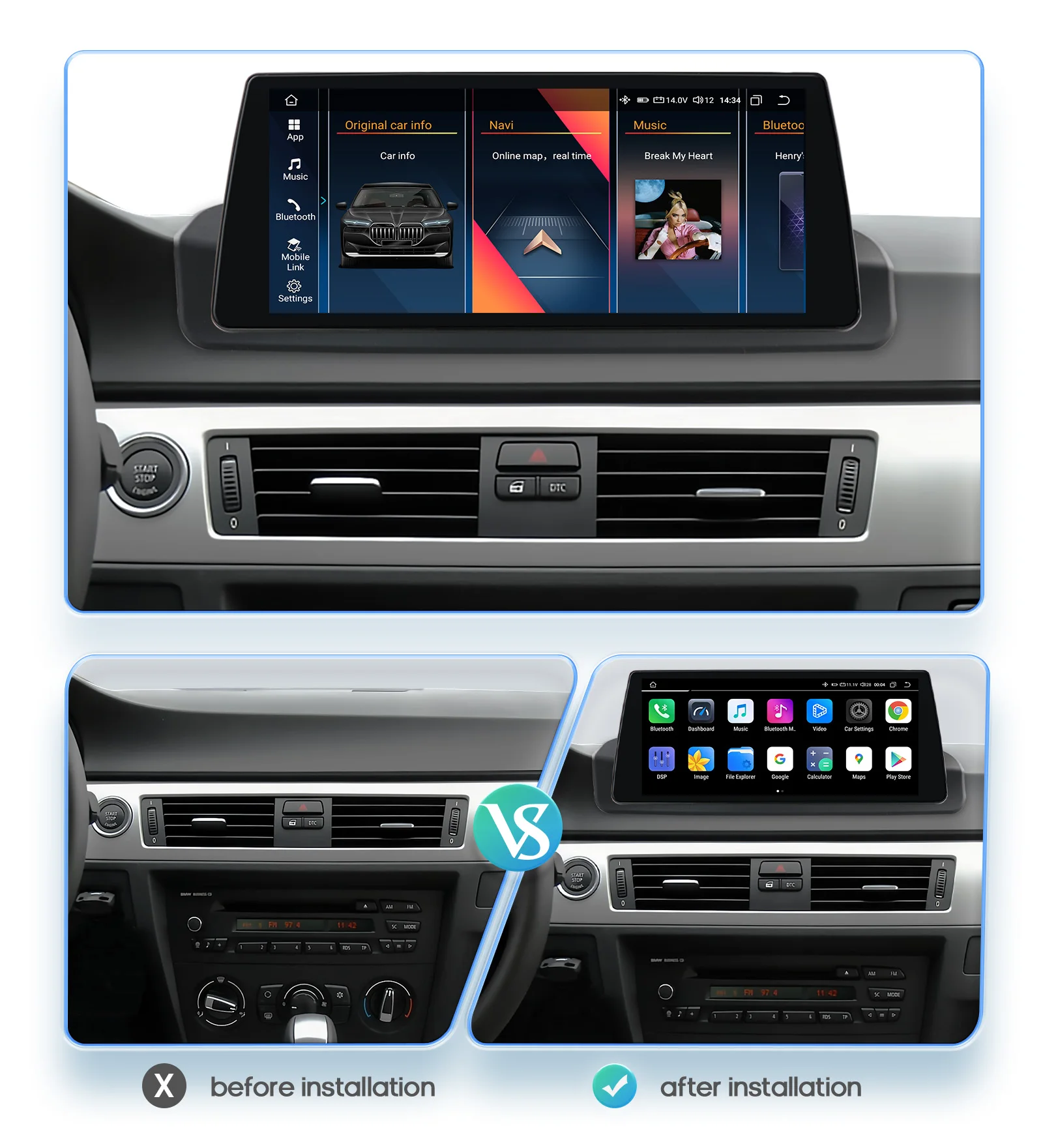 10.25 "Android 13 Auto auto sistemi intelligenti radio Per BMW serie 3 E90 2005-2012 multimediale GPS navi Carplay 4G SWC Autoradio