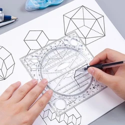 Regla multifunción, plantilla de dibujo, diseño artístico, arquitecto, geometría estéreo, círculo, dibujo, escala de medición, regla Kawaii