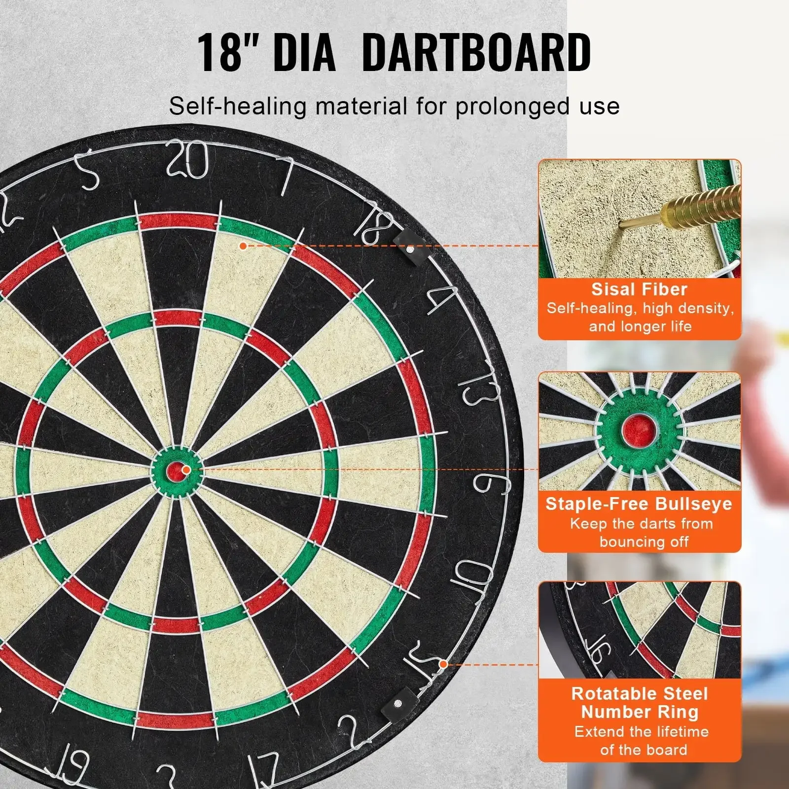 Dartscheiben- und Schrank-Set, offizielle Größe, komplettes Zubehör, Dart mit Stahlspitze