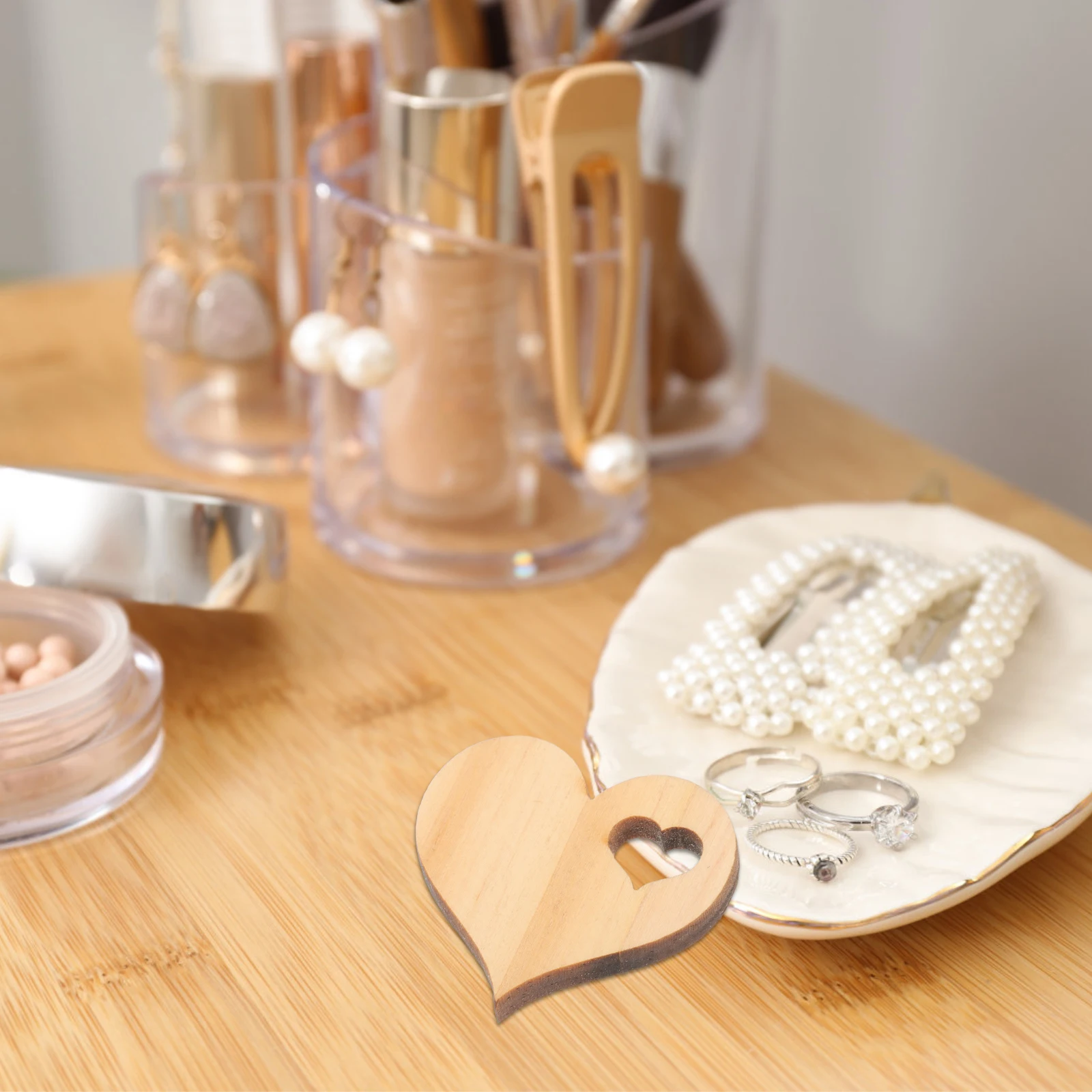 

50Pcs Heart Shape Wooden Slices Unfinished Wood Craft DIY Supplies Decorations Valentines Wedding Embellishments