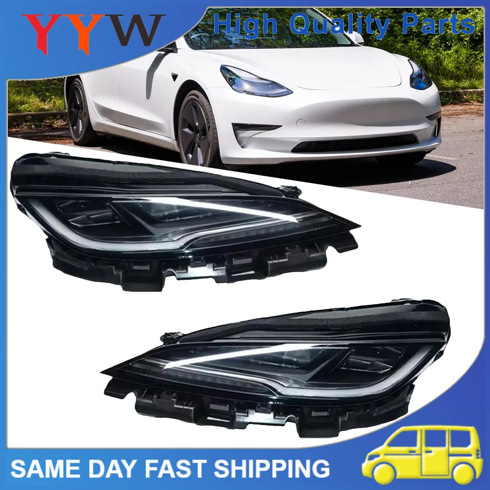 

1Pair NEW Quality Car LED Front Headlight HeandLamp 1760888-00-E 1760889-00-E For Tesla Model 3 2024 EU Headlight