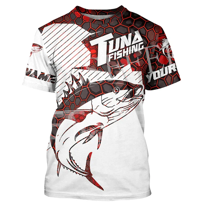 Custom Name Tuna Mahi Fishing Fish Reaper Camo Tattoo Harajuku 3DPrint Summer Unisex Streetwear Short Sleeves Casual T-Shirts X3