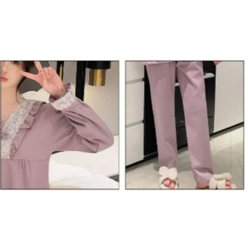 New Spring and Autumn Cotton Long Sleeve Plus 105KG Outside To Wear A High-grade Sense of Home Wear Set Sleepwear Pajama Woman