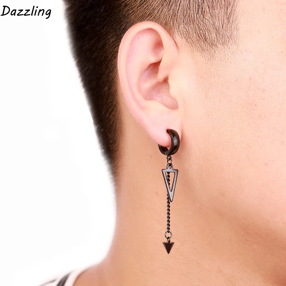 

Hypoallergenic Cross Titanium Steel Without Piercing Geometric Tassel Ear Clip Fashion Jewelry Dangle Earrings Drop Earrings