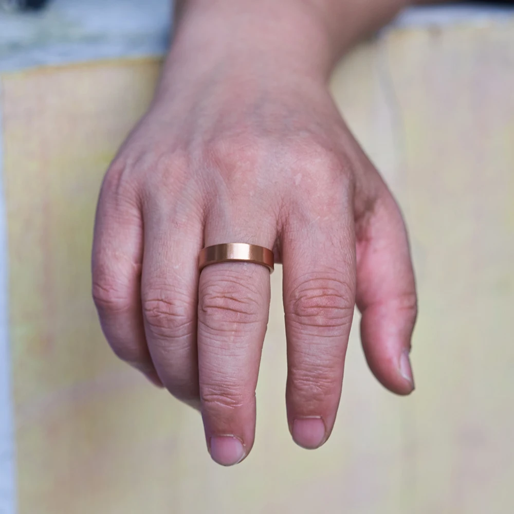 Vinterly Pure Copper Magnetic Rings Matte 6mm Wide Health Energy Finger Open Cuff Adjustable Jewelry High Magnet Resizable
