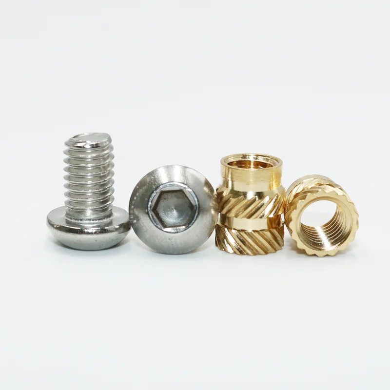M2 M2.5 M3 M4 Heat Insert Nuts Brass and 304 Stainless Steel Hex Socket Screw Laptop Hot Melt Threaded Embedded Copper Nut Bolt