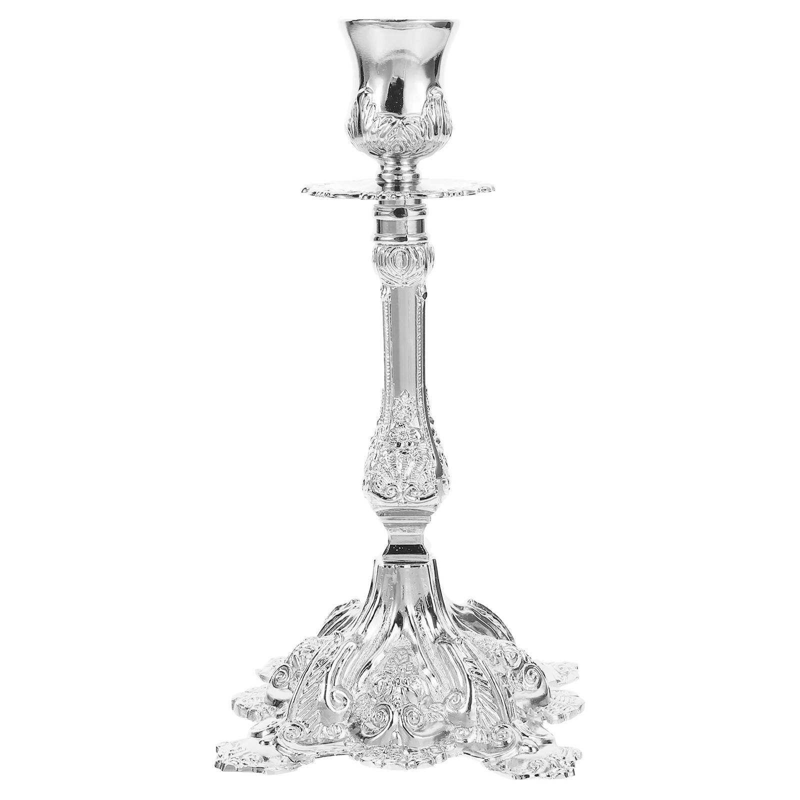 

Silver Zinc Alloy Shabbat Candleholder Decorative Taper Holders Vintage Metal Stand For Banquets Parties Dinners