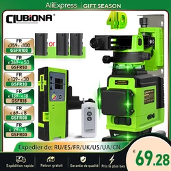 Clubiona 4D 16 linee Professionale Nucleo tedesco Pavimento Soffitto Telecomando Livello laser linea verde con batteria agli ioni di litio da 5000 mAh