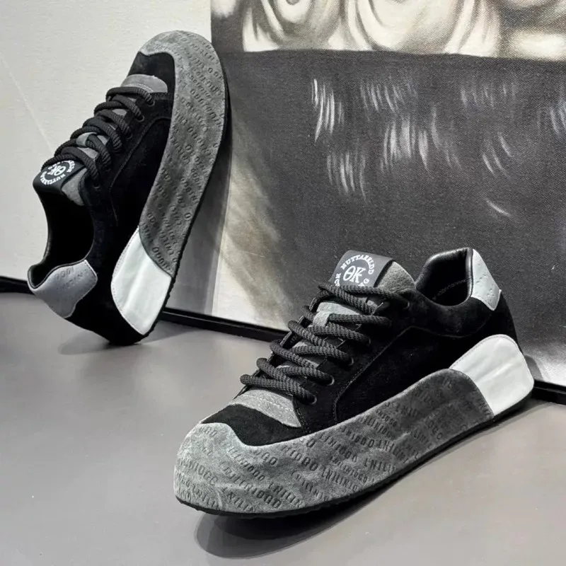 

Sneakers Casual Mens Designer Cover Bottom Board Shoes Fashion Microfiber Leather Upper Increased Internal Platform Sports Shoes