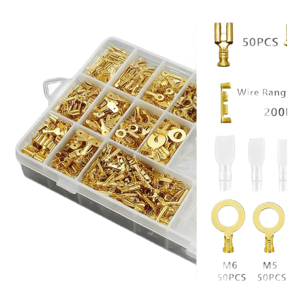 Connector Kit Cable Connector Brass Coated Terminals Cable Tie Mounts Easy To Install For Automotive Electronics