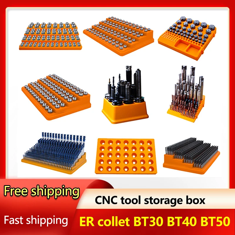 Router bit 4mm collecting box BT30 BT40 BT50 ER collets storage rack milling cutter plastic storage case cnc machine parts