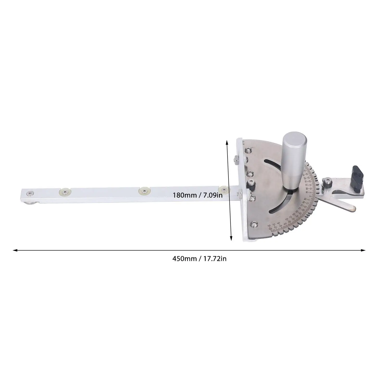 Medidor de esquadria de serra de mesa ajustável com escala transparente - controle de ângulo durável para corte e lixamento de precisão